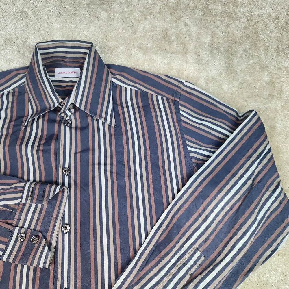 VERSACE CLASSIC LONG SLEEVE BUTTON DOWN SHIRT SIZE 15 38 PRE OWNED #605